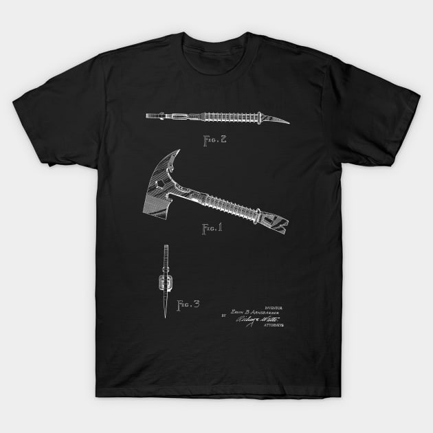 combination fireman’s ax and wrecking tool Vintage Patent Hand Drawing T-Shirt by TheYoungDesigns